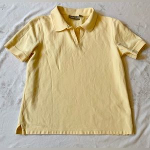 Croft & Barrow Soft Yellow Polo Top 100% Cotton Size Small